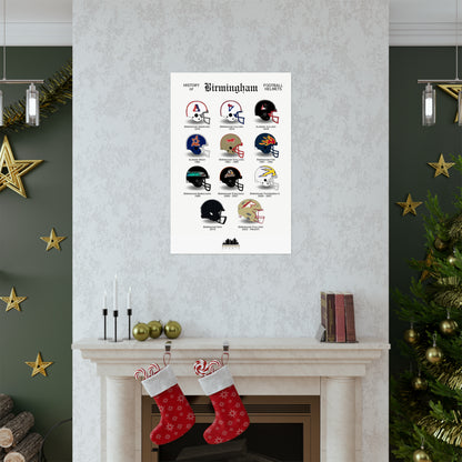 History of Birmingham Football Helmets Poster